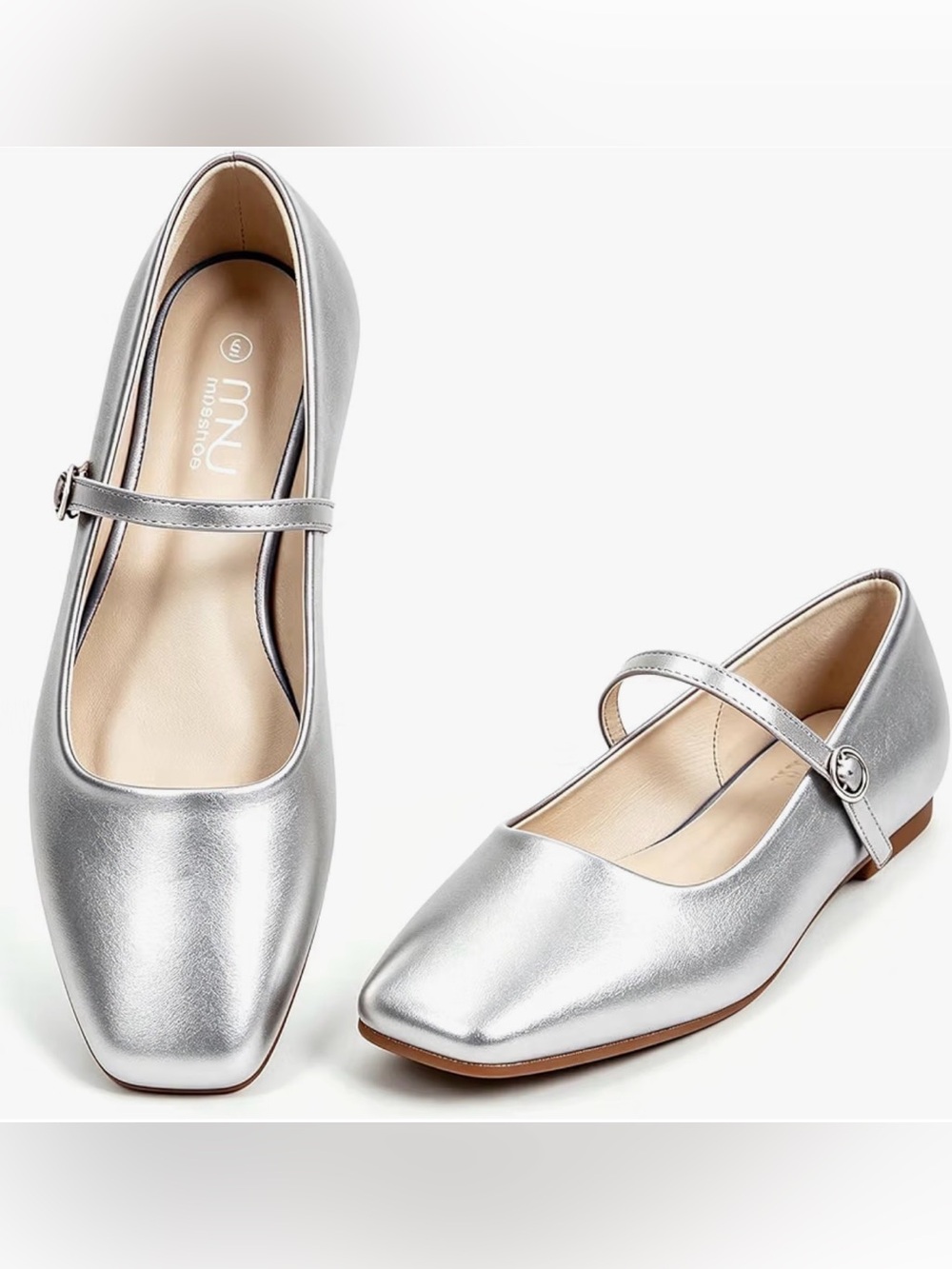 NEW Musshoe Mary Jane Ballet Flats Bundle Women’s 8 Square Toe Silver Gold Shoes - Picture 3 of 9